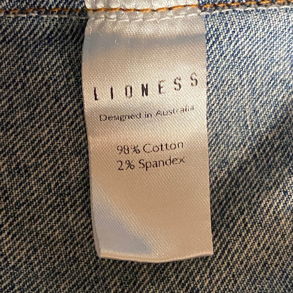 Lioness Denim Mini Skirt Size S Blue Pleated Ruffle Rodeo Western‎ Boho Festival - Picture 5 of 7